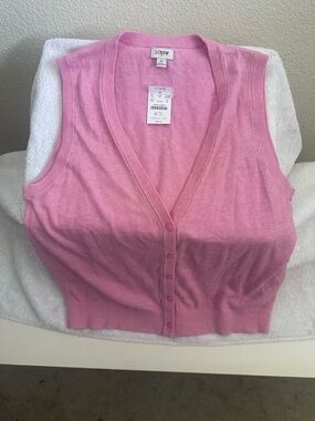 J. Crew Light Pink Sleeveless V-Neck Button Cardigan